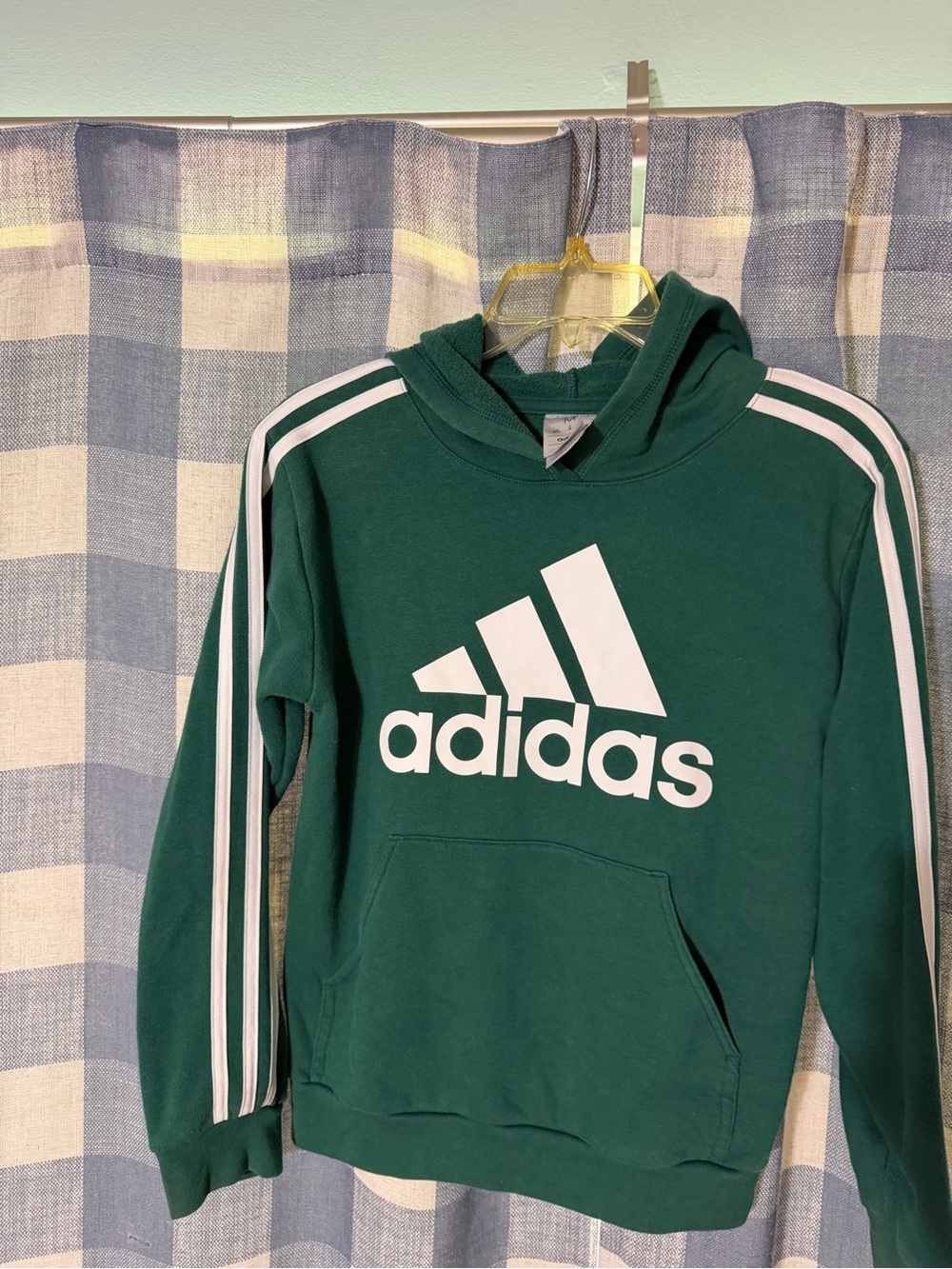 Adidas Youth Green 3-Stripe Pullover Hoodie Size M 10/12